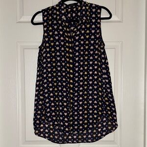 J. Crew Navy Sleeveless Top with Heart Pattern